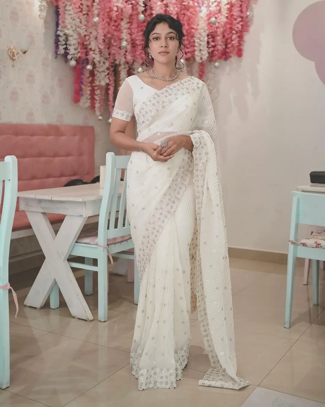 Malayalam Actress Anarkali Nazar Photos in White Saree